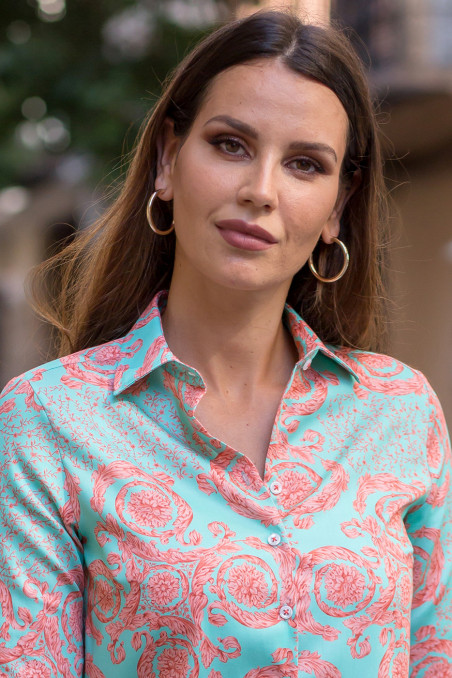 Camisa estampado italiano barroco tonos pastel Camisa estampado italiano barroco tonos pastel