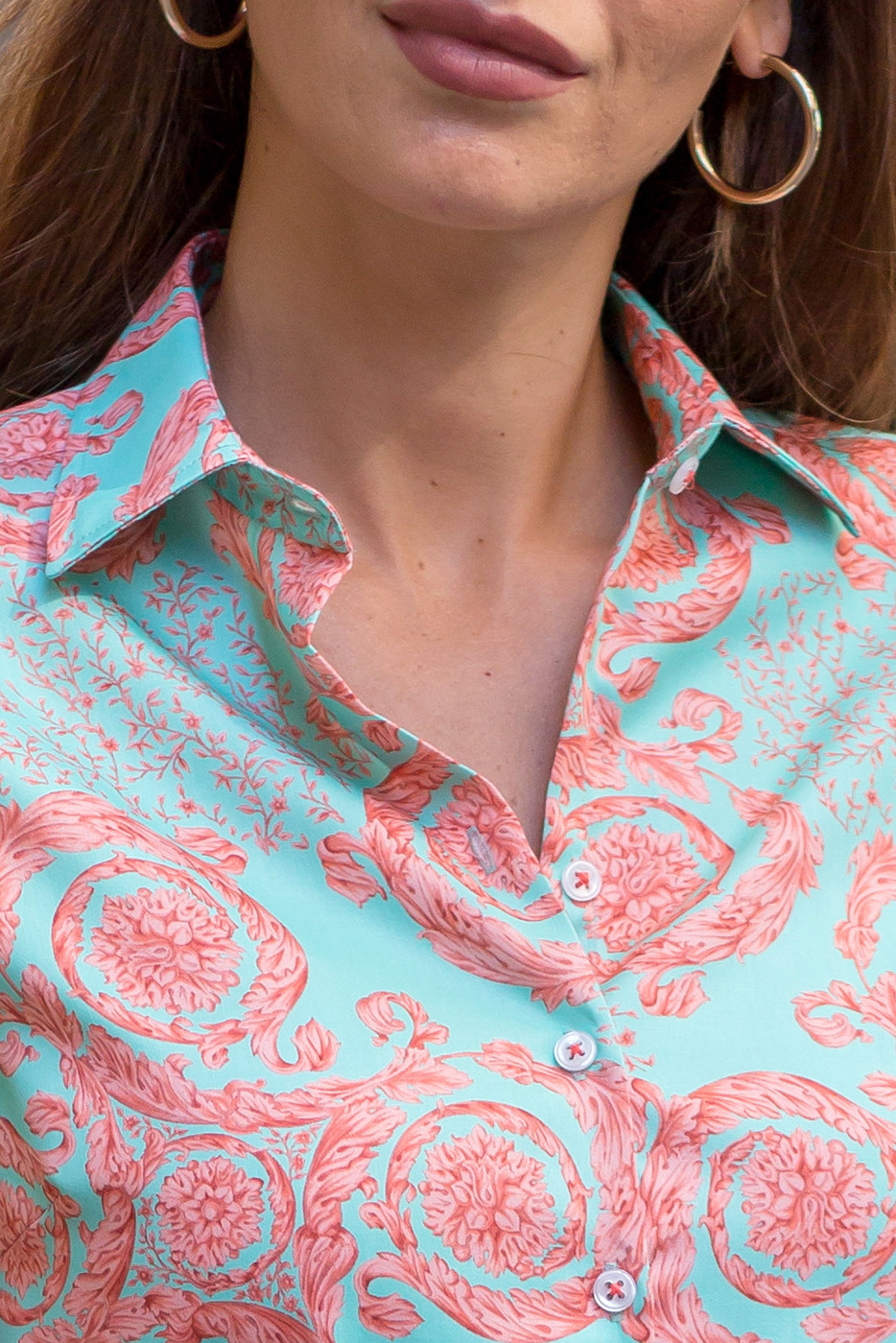 Camisa estampado italiano barroco tonos pastel Camisa estampado italiano barroco tonos pastel