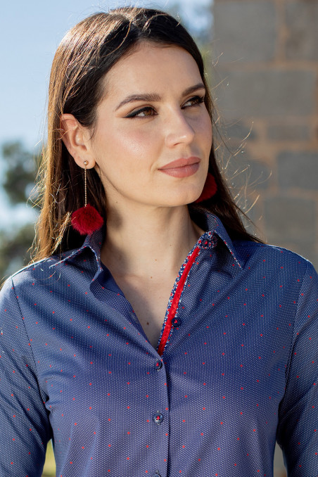Blusa azul con flores best sale