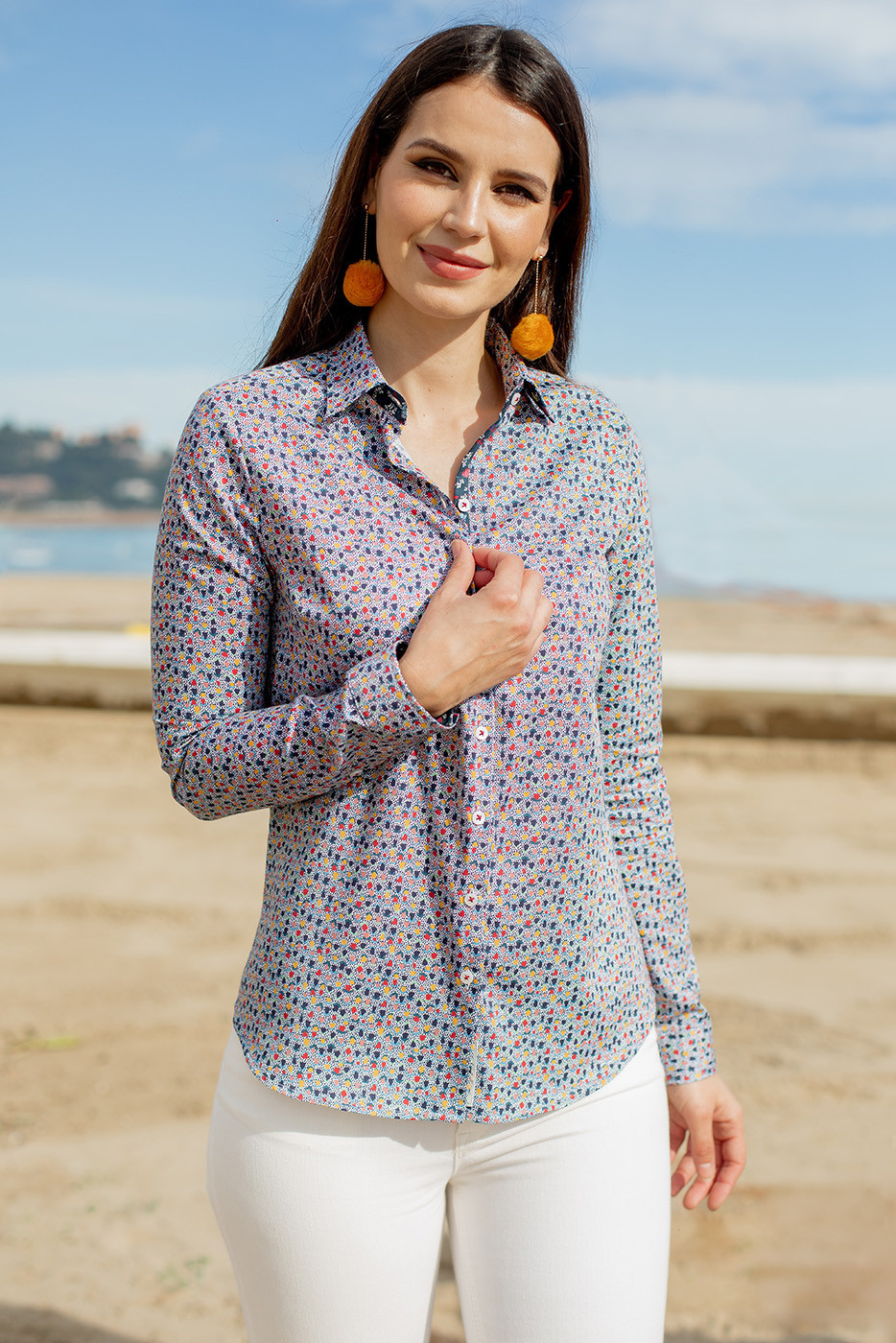 Camisa estampada flores multicolor