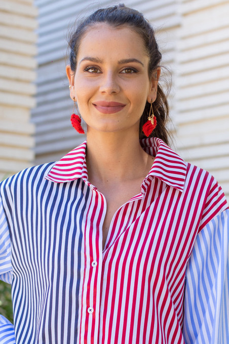 Camisa oversize panelado rayas unitalla marineras multicolor