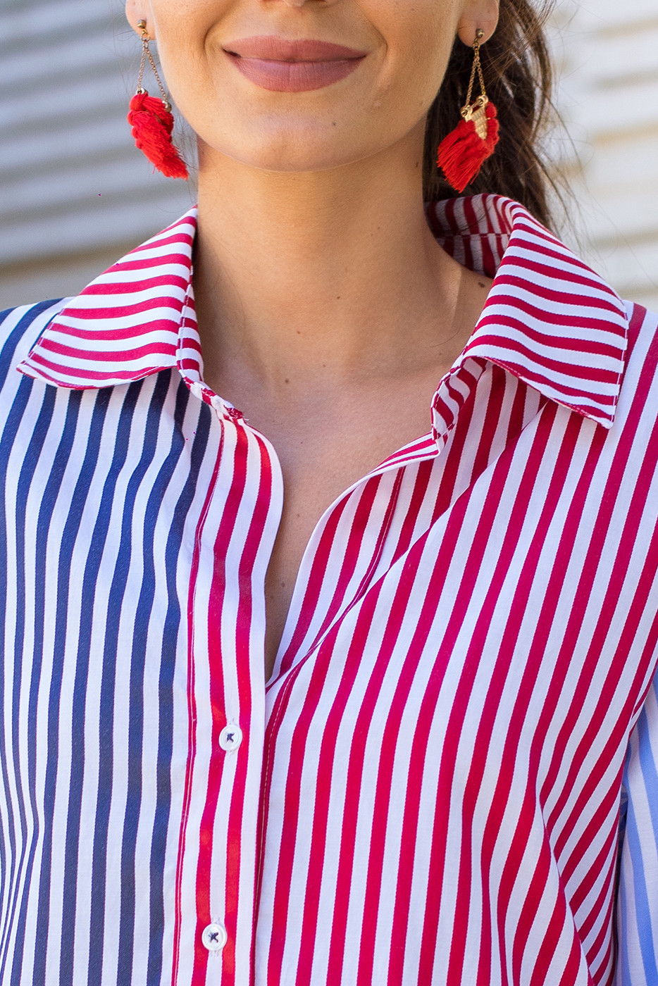 Camisa oversize panelado rayas unitalla marineras multicolor