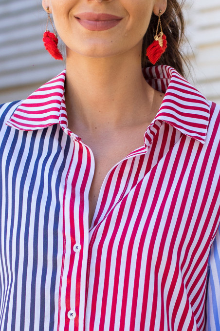 Camisa oversize panelado rayas unitalla marineras multicolor