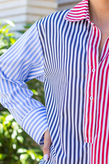 Camisa oversize panelado rayas unitalla marineras multicolor