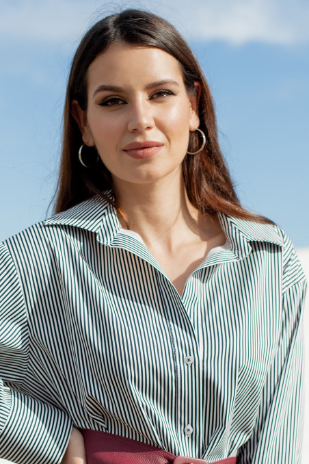 Blusón raya ejecutiva azul marino